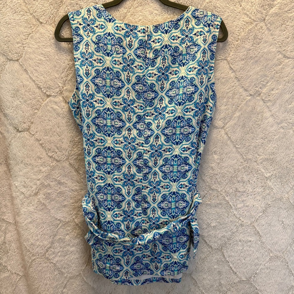 Jessica London Quiet Luxury Coastal Grandma Linen Blend Tie Waist Tunic Top 14W - Picture 9 of 10